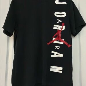 Jordan Black Tee with Vertical Red and White Logo